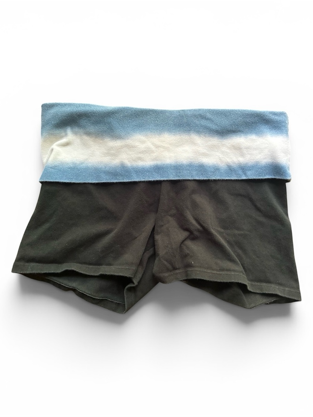 PINK Victoria's Secret Black Bike Shorts with Blue and White Fold-Over Waistband